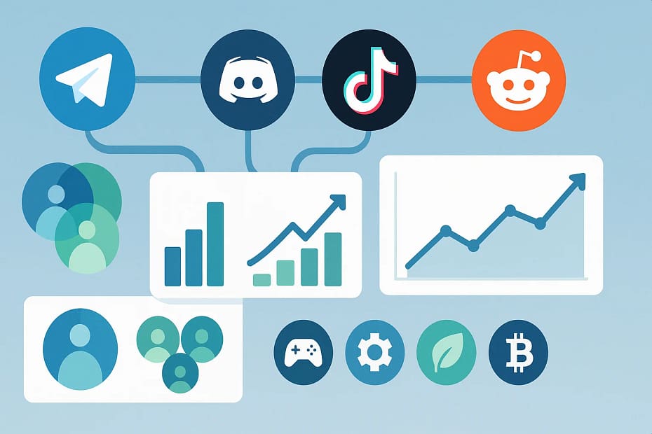 Niche-segmented account bundles analytics dashboard displaying engagement metrics across social media platforms with community segmentation data