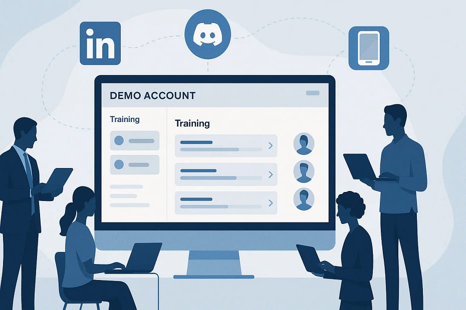Staff training with demo bulk accounts comprehensive guide showing integrated training platforms and employee development dashboard